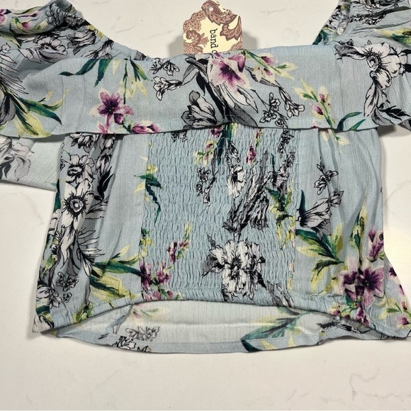 Band of Gypsies Arica Off The Shoulder Floral Cropped Top Small - Picture 6 of 14
